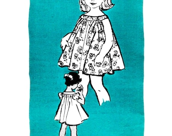 Vintage-Schnittmuster für Mädchenkleider (PDF) • Größe 4 Jahre • Mädchenkleid, Babydoll, Bloomers • 1960er Jahre