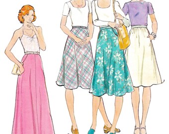 1970s Skirt Sewing Pattern PDF • Waist 25" • Bias Skirt, A-Line, Midi, Maxi, Long • 1976