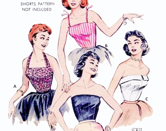 Naaipatroon bustier jaren 50 pdf • Borstomvang 32" • Haltertop, korset, crop top, strapless • 1954