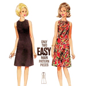 Puede incluir: Dos patrones de costura vintage para vestidos sin mangas. El patrón es para un tamaño de busto de 91 centímetros (36 pulgadas). El texto en el patrón dice "Only Two Easy Main Pattern Pieces".