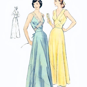 1940s Sewing Pattern PDF Vintage 40s Sewing Pattern • V-Neck Slip Dress Nightgown Long Slip Lingerie Midriff Band • Bust 32&quot;/81cm • 1948