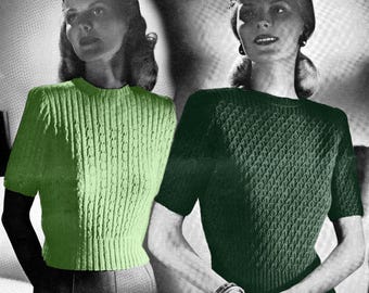1950s Sweater Knitting Pattern PDF • Bust 32" • Women's Vintage Pullover Top Jumper • Fingering • 1953
