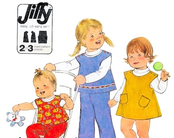 Vintage Toddler Sewing Pattern PDF • Size 3 Year /3T • Baby Pants, Dress, Smock, Top