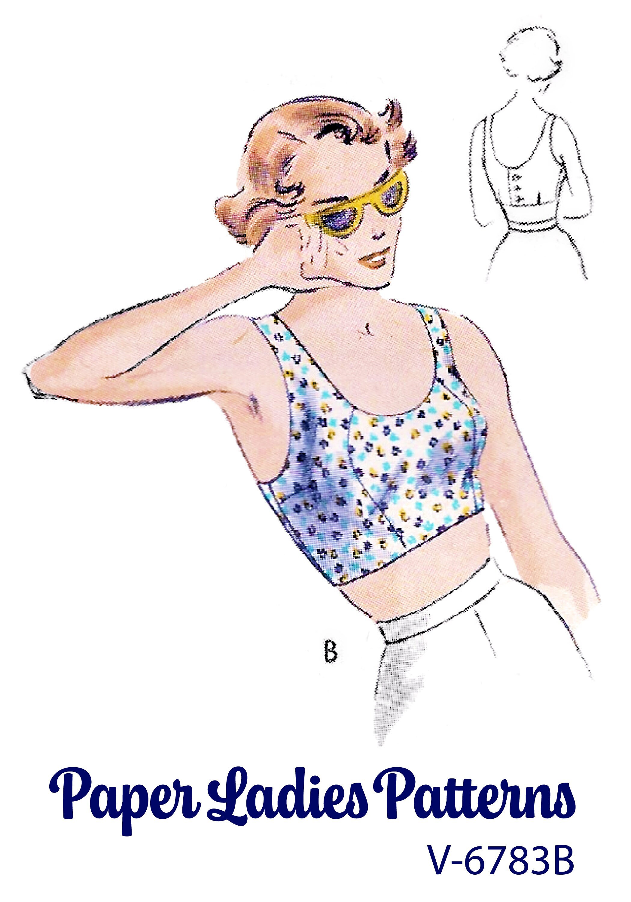 Vintage Sewing Pattern PDF 1940s 40s 1949 • beach Bra Crop