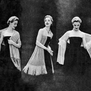 1950s Knitting Pattern PDF • Vintage 50s Wedding Shawl Knitting Pattern Easy Lace Wrap Woman Scarf Evening Stole Bridal Pattern Fringe 1952
