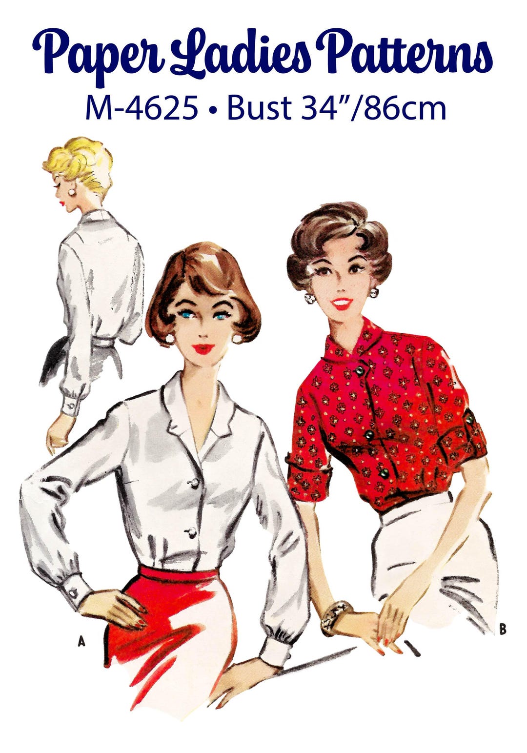 Style Falcon Patterns 1950s Blouse Sewing Pattern PDF • bust 34