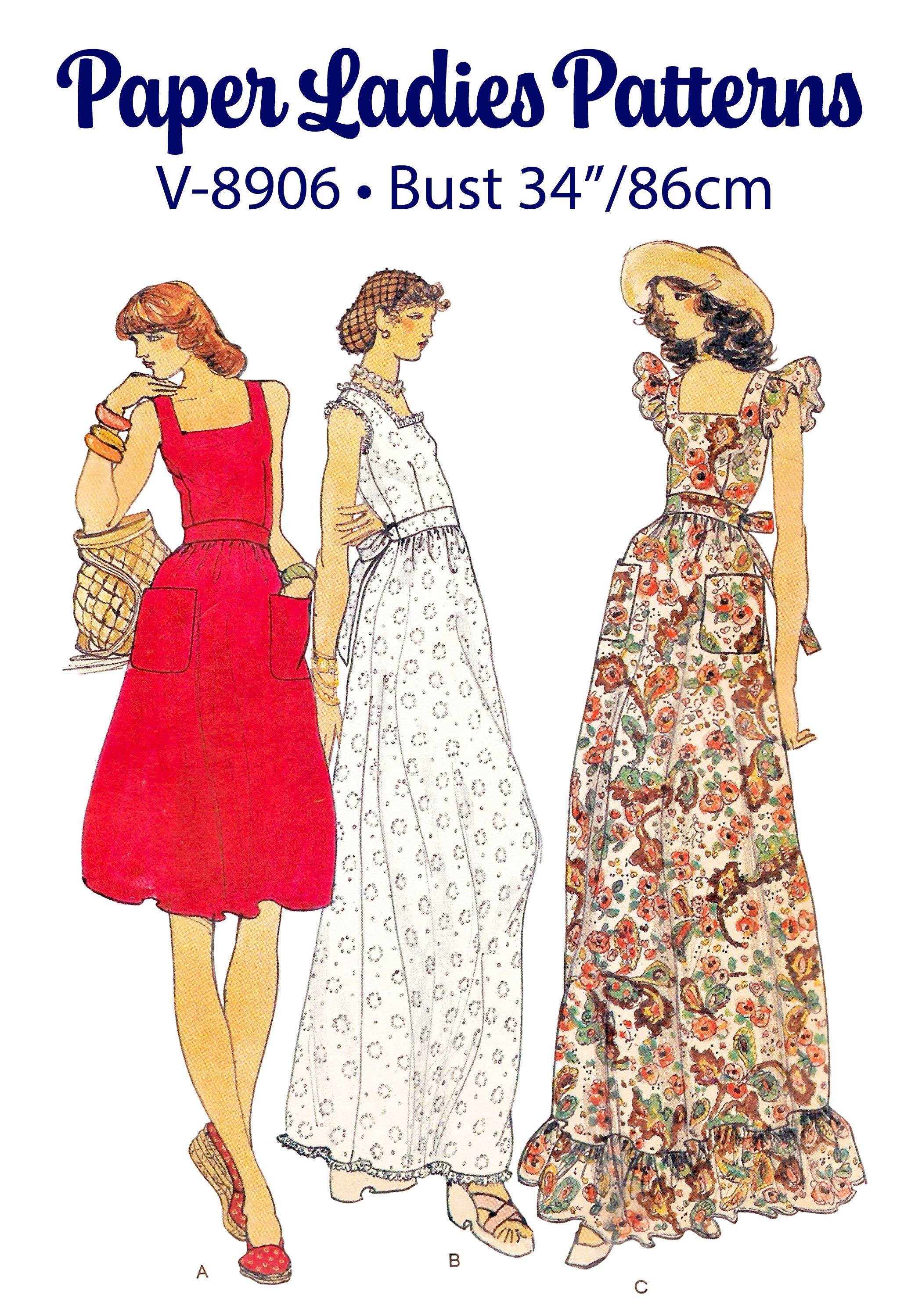 1970s Prairie Dress Sewing Pattern PDF • bust 34" • Ruffle Pinafore ...