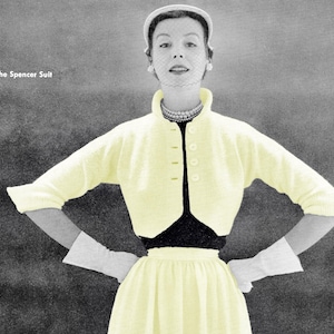 1950s Knitting Pattern PDF • Vintage 50s Suit Knitting Pattern Set Woman&#39;s Bolero Cardigan Jacket Midi Knit Skirt Knitting Pattern 1952