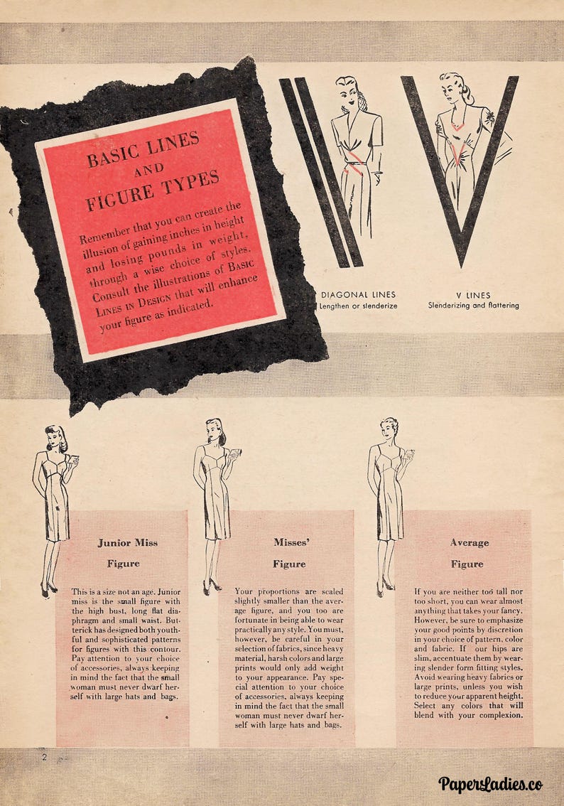 Vintage naaiboek pdf • gids kleermakerij jaren 40 • Knipboek, jurken maken • 1944 afbeelding 3