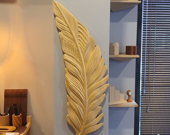 Charming Modern and Large Wood Leaf Wall Decor Unique Wooden Wall Art with Banana Leaves, Natural Textured, Floral Wall Art, and Tree Signs