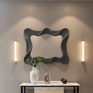 Luxus Anthrazit Gewellter Wandspiegel - Moderner Organischer Spiegel für Eingangsbereich, Wohnzimmer & Badezimmer | EnzHomeDecor