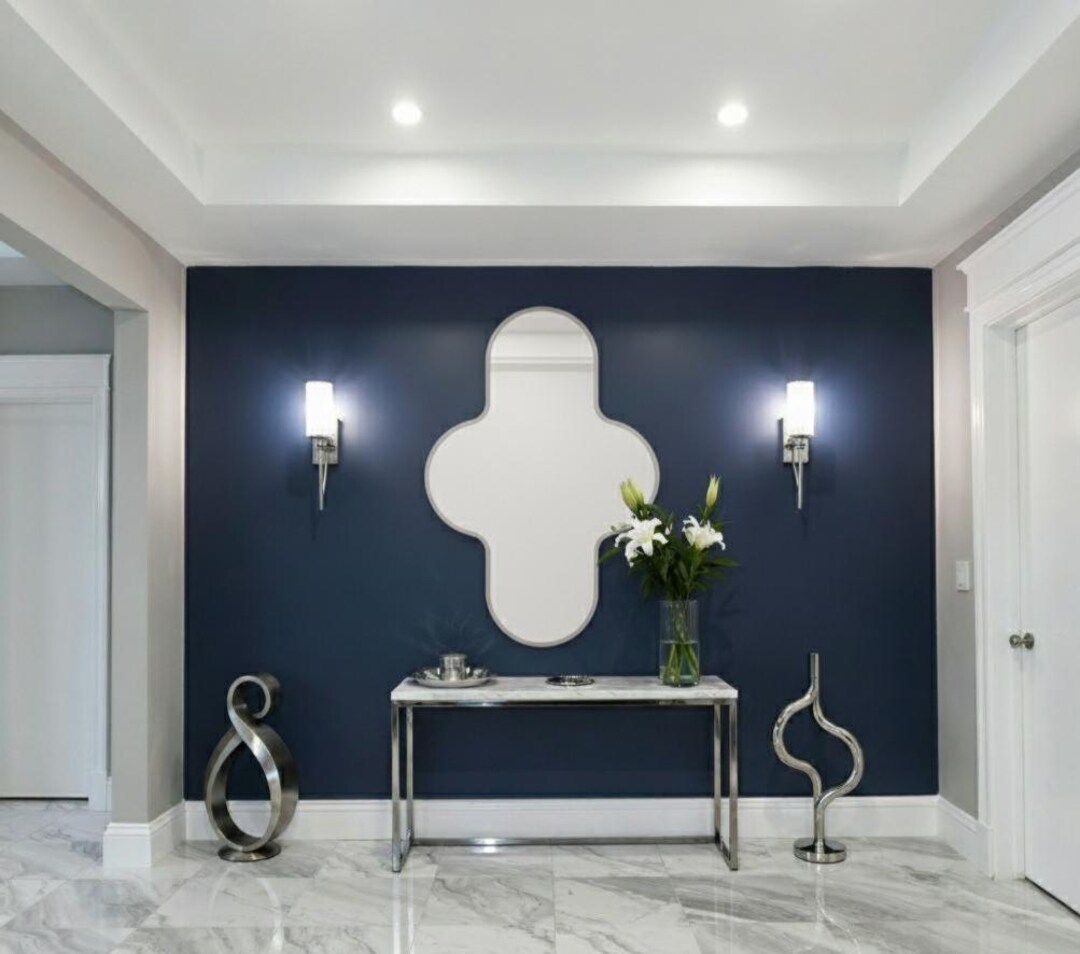 Modern Silver Cross Wall Mirror – Handmade Metallic Organic Mirror for ...