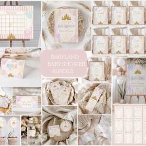 Babyland baby shower party bundle,happiest baby shower on earth bundle,girl baby shower,pink Babyland themed decor,editable template,Canva