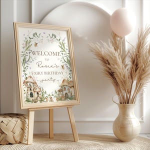 My fairy first birthday party welcome sign,enchanted 1st birthday sign,fairy birthday,whimsical girl birthday decor,EDITABLE template,canva