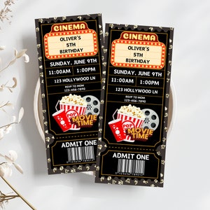 Filmkarte Geburtstagseinladung Vorlage,Drive In Kinokarte,Film Nacht Karte einladen,Film Party einladen,editierbare Vorlage,Kinder Party
