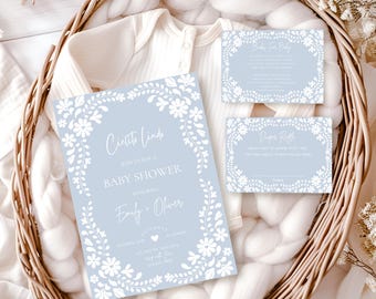 Blue Cielito lindo baby shower invitation,Mexican themed baby shower invitation,gender neutral baby shower invite,EDITABLE template,Canva