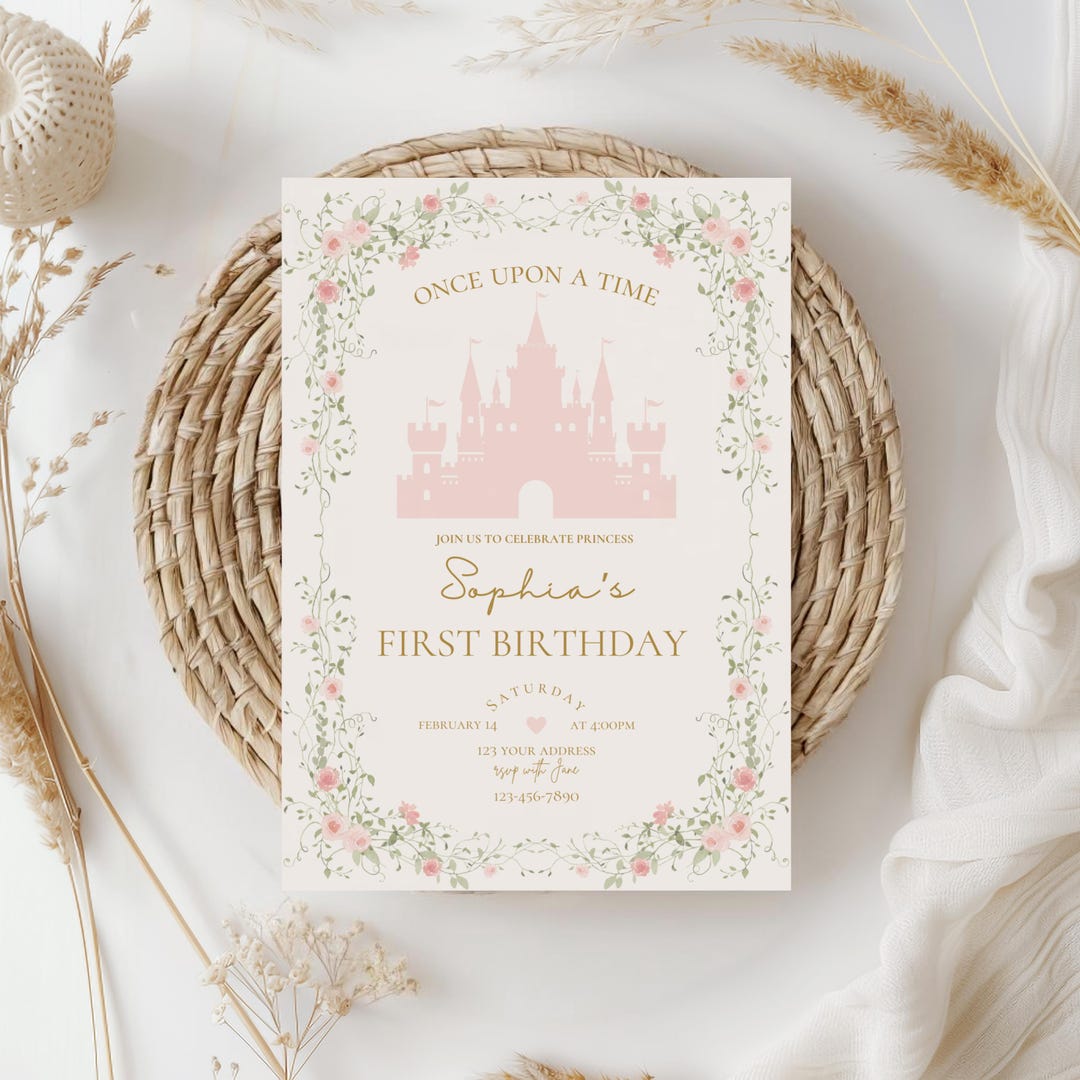Once Upon a Time Birthday Party Invitation,girl First Birthday Invite ...