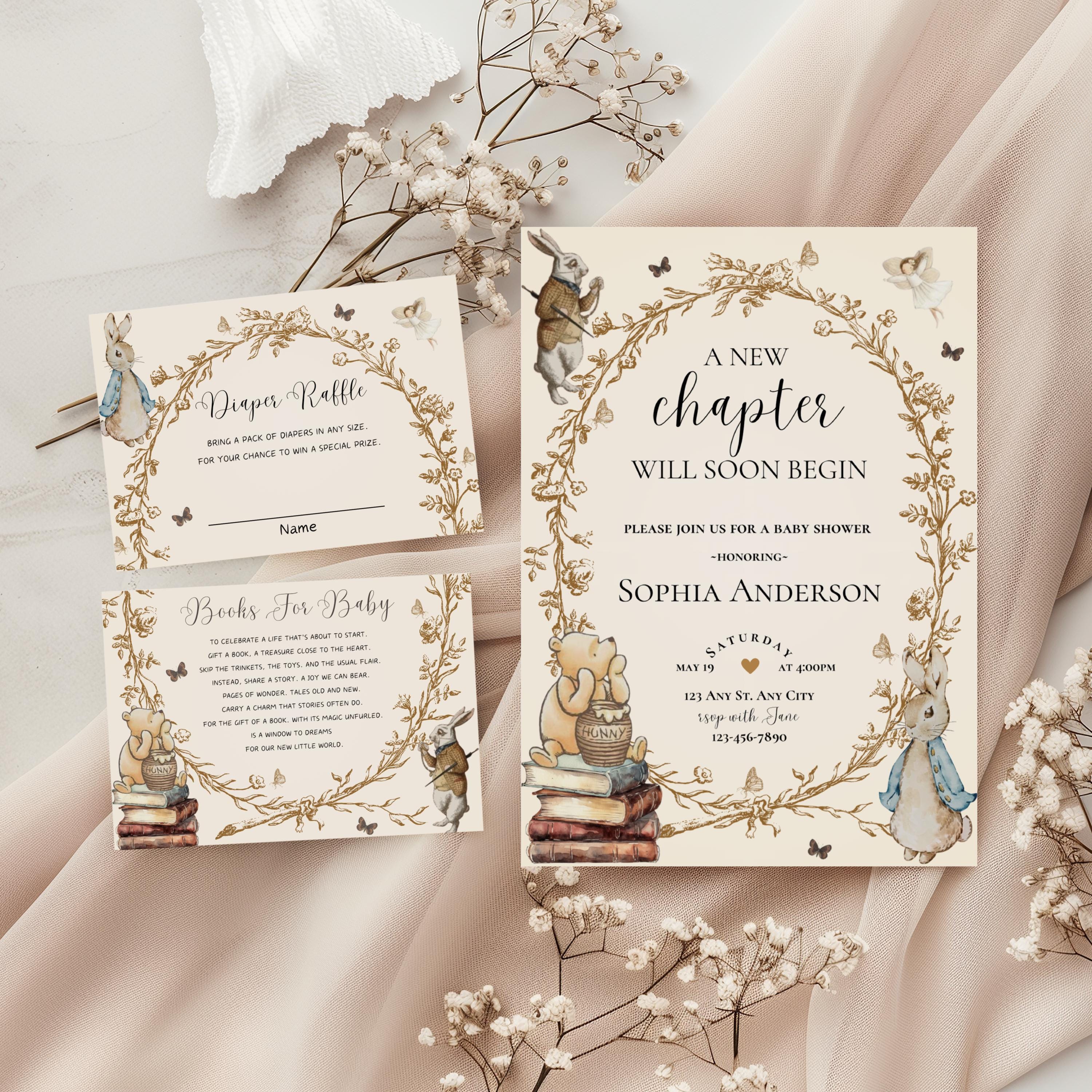 A new chapter will soon begin baby shower invitation,new chapter baby shower invite,books themed baby shower set,EDITABLE template,Canva