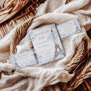 Bonjour Bebe Baby Shower Invitation: Parisian Theme (Editable Template)