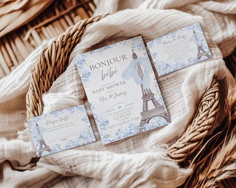 Bonjour Bebe Baby Shower Invitation: Parisian Theme (Editable Template)