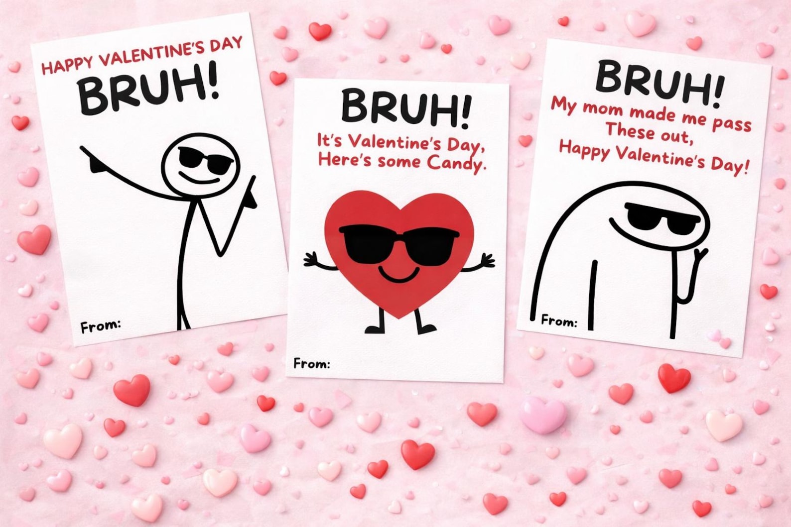 Bruh Valentine’s Day Cards for Class,bruh Printable Trendy Valentine ...