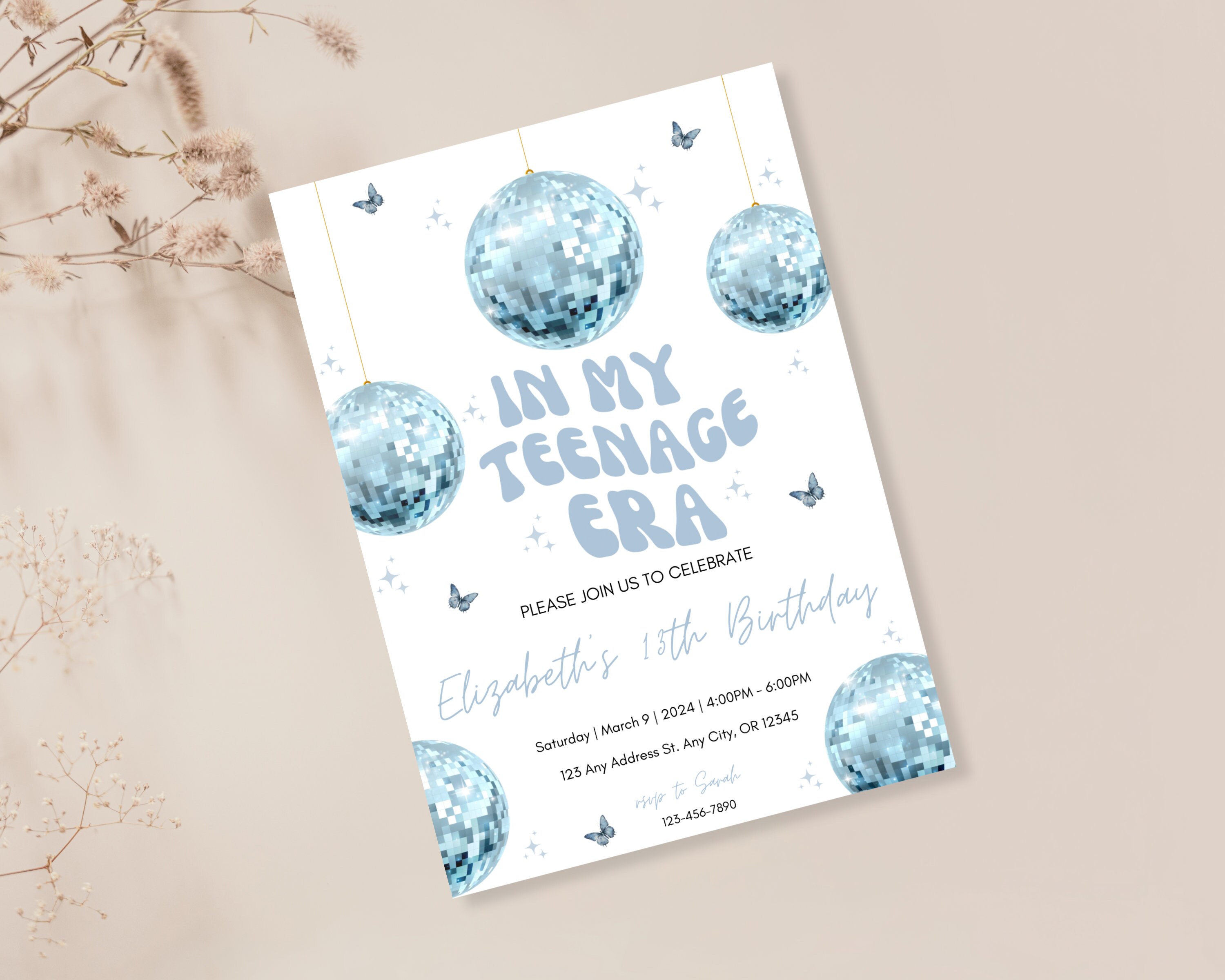 Editable in my teenage era invitation,thirteenth birthday invitation,in my birthday era invite,digital template,instant download invitation