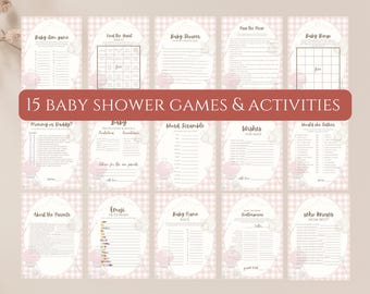 Baby-Q baby shower games,BBQ baby shower activities,barbecue themed baby shower printable games,gender neutral,EDITABLE template,Canva