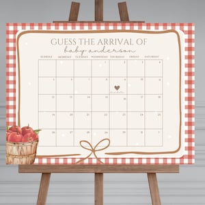 The Apple of our eye baby shower due date sign,Apple baby shower game,gender neutral baby shower activity,fall theme,editable template