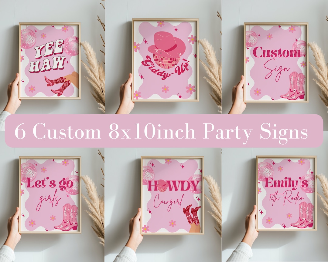 Pink Cowgirl Birthday Party Sign Template: Rodeo Theme (digital ...
