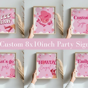 Pink Cowgirl Birthday Party signTemplate, Pink disco Cowgirl Party, Rodeo Birthday, Girl Birthday Party, Let&#39;s Go Girls, Any Age,party signs