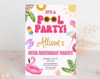 Editable Pool Party Birthday Invitation: Summer Fun (Digital Download)