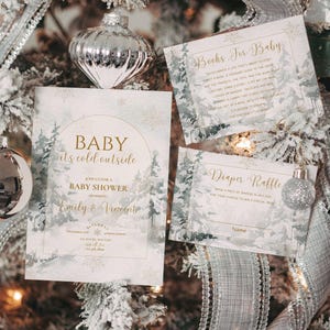 Baby, es ist kalt draußen, Babyparty-Einladung, Winter-Babyparty-Einladung, Weihnachts-Babyparty, geschlechtsneutral, EDITIERBARE Vorlage, Canva
