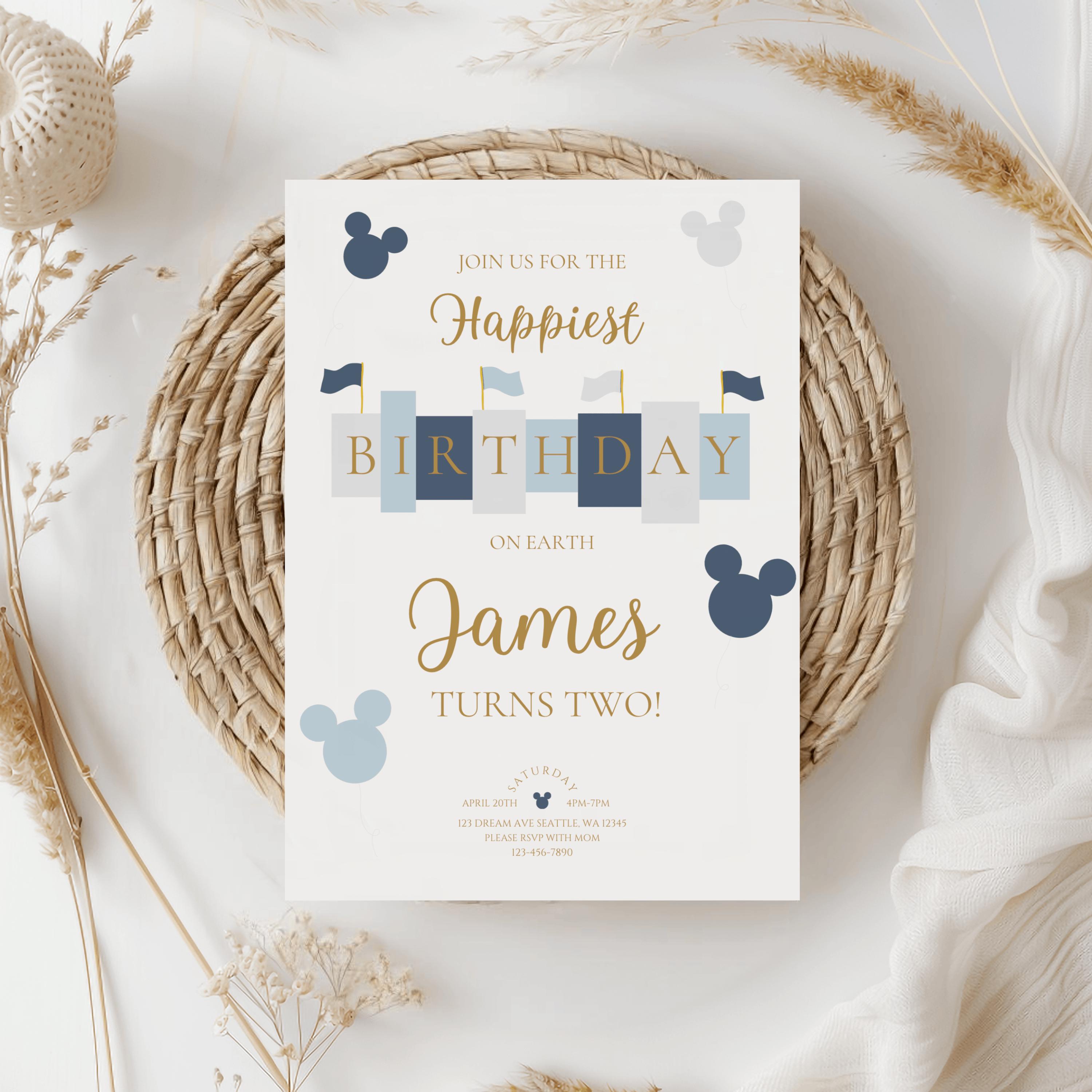Invitation d'anniversaire le plus joyeux anniversaire de la terre, invitation d'anniversaire de garçon, invitation d'anniversaire magique modifiable, téléchargement immédiat, modèle imprimable
