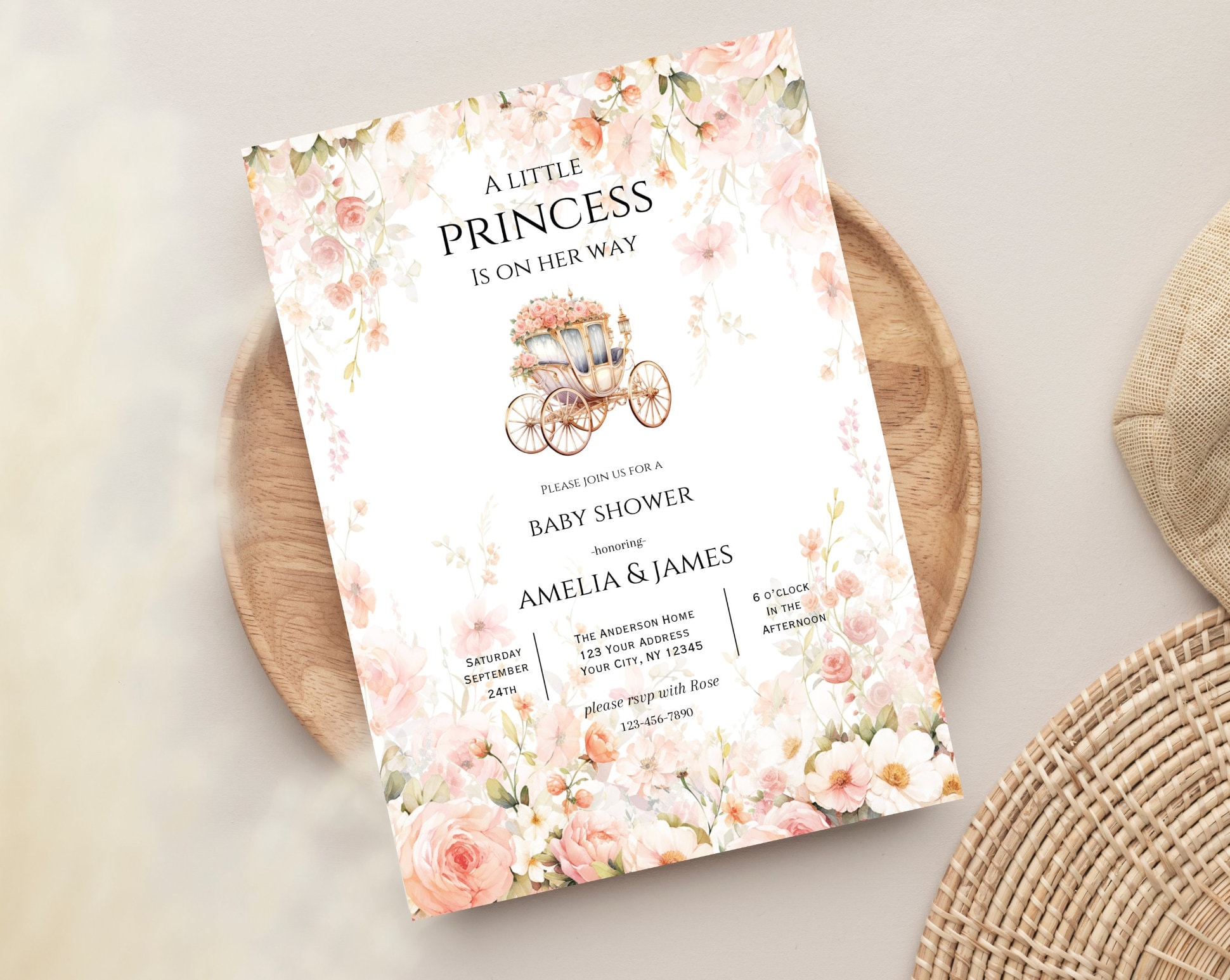 Elegant Princess Baby Shower Invitation Bundle (instant Download) - Etsy