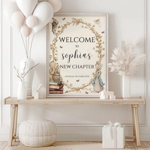 A new chapter will soon begin baby shower welcome sign,new chapter baby shower decor,books themed baby shower sign,EDITABLE template,Canva