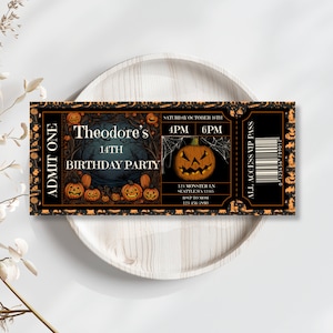 Halloween-Geburtstags-Einladung, gruselige Geburtstagsfeier einladen, EDITIERBARE Einladungsvorlage, Halloween-Partyeinladung, Canva bearbeiten