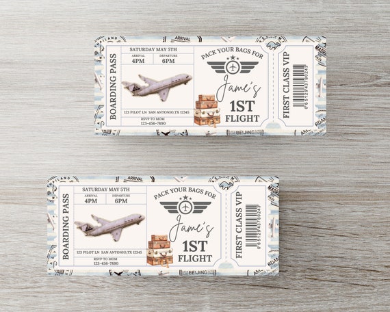 Airplane Ticket Birthday Invitation: Editable Travel Theme (Digital Download)