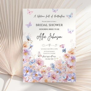 EDITABLE A lifetime full of butterflies bridal shower invitation,butterfly bridal shower invite,butterfly invitation template,bridal shower