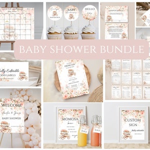 Elegant Princess Baby Shower Invitation bundle,Princess Shower Invite,Princess floral invite,Royal Fairytale,Instant Download,printable