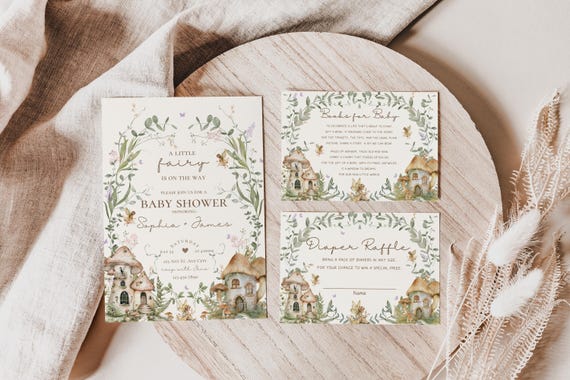 A little fairy is on the way baby shower invitation suite,enchanted baby shower invite,fairy whimsical girl baby shower,EDITABLE template