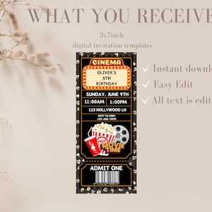 Movie Ticket Birthday Invitation Template,drive in Movie Ticket,movie ...