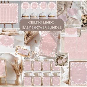 Pink Cielito lindo baby shower bundle,Mexican themed baby shower bundle,girl baby shower decorations,bundle,EDITABLE templates,Canva