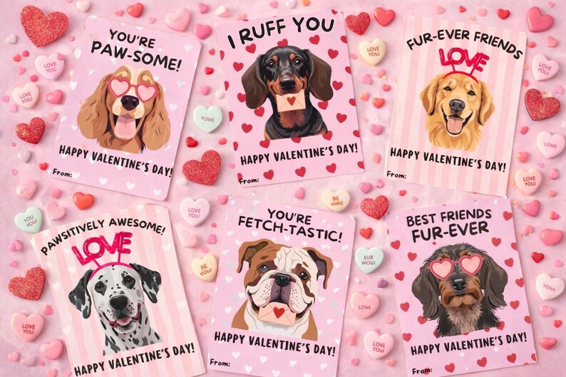 EDITABLE Dog and Cat Valentine’s Day Cards Bundle,classroom Valentines ...