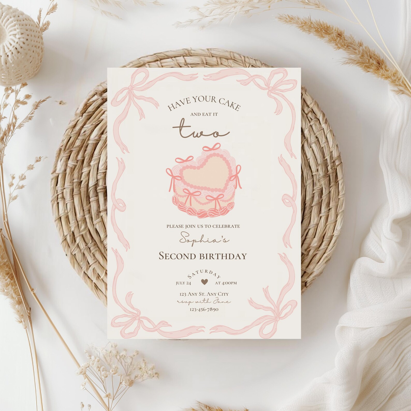 Have Your Cake and Eat It TWO Birthday Party Invitation,girl Coquette ...