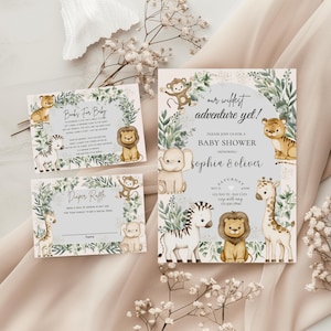 Onze wildste suite tot nu toe voor babyshower voor jongens, babyshower voor junglejongens, uitnodiging voor babyshower safari, BEWERKBARE sjabloon, canvas