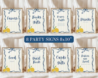 Ciao Baby Lemon Babypartytischschilder, italienisches Babypartyschild, bearbeitbare Vorlage, geschlechtsneutrales Babypartydekor, Bambino Bambina, Canva
