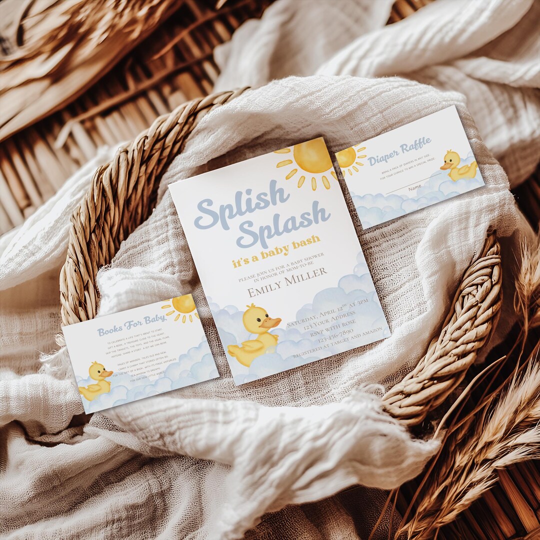 Splish Splash It’s a Baby Bash Baby Shower Invitation Suite,rubber ...