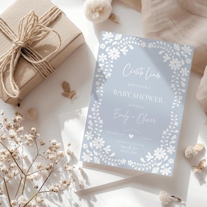 Blue Cielito lindo baby shower invitation,Mexican themed baby shower invitation,gender neutral baby shower invite,EDITABLE template,Canva