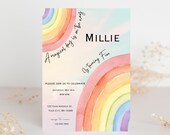 Watercolor Rainbow Birthday Invitation: Girls Party (Digital Invite)