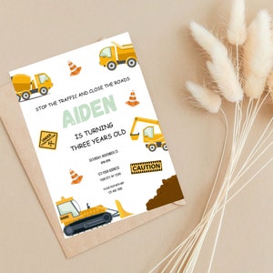 Editable Construction Birthday Party Invitation Template,Construction Invitation,printable Birthday Invitation template,instant download